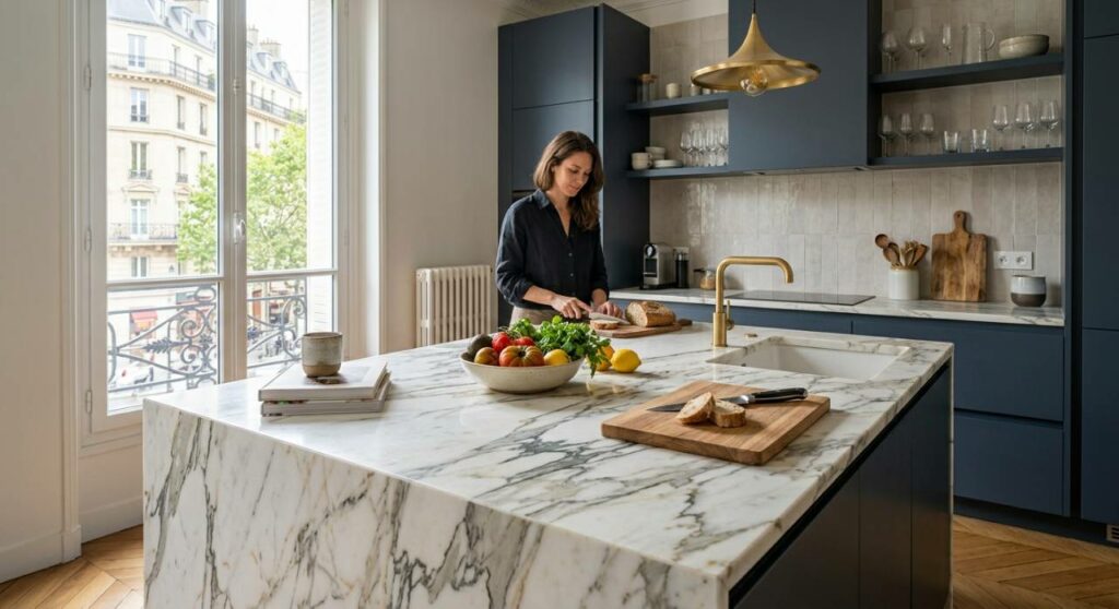 Plan de travail : le marbre réinvente le chic minéral