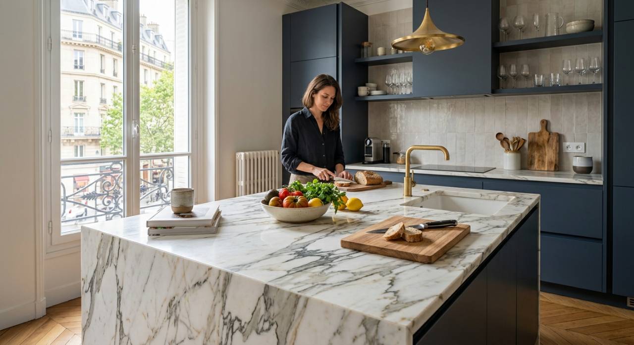 Plan de travail : le marbre réinvente le chic minéral